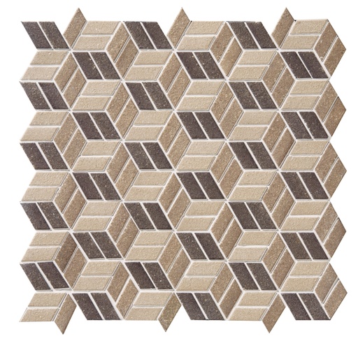 Cube lattice unglazed mosaic field - 3 color pattern