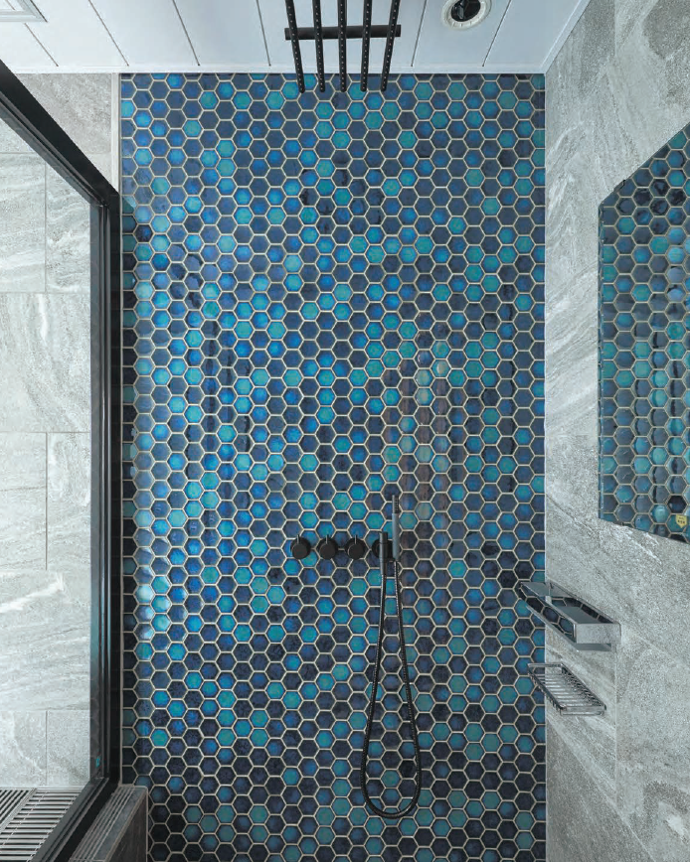 Hex tile in shower