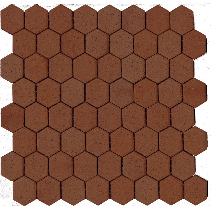 Elongated hex pattern unglazed mosaic field