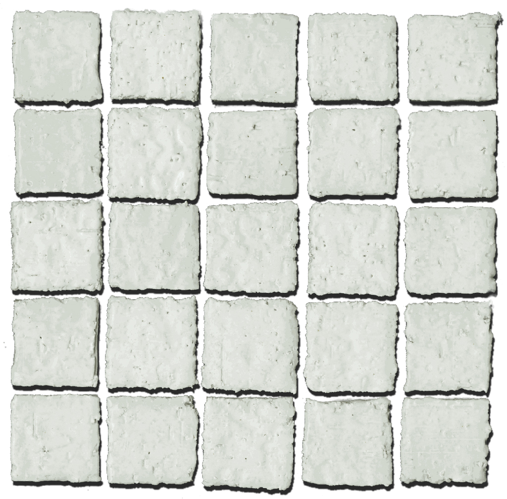 55mm x 55mm textured glazed field tile with torn edge