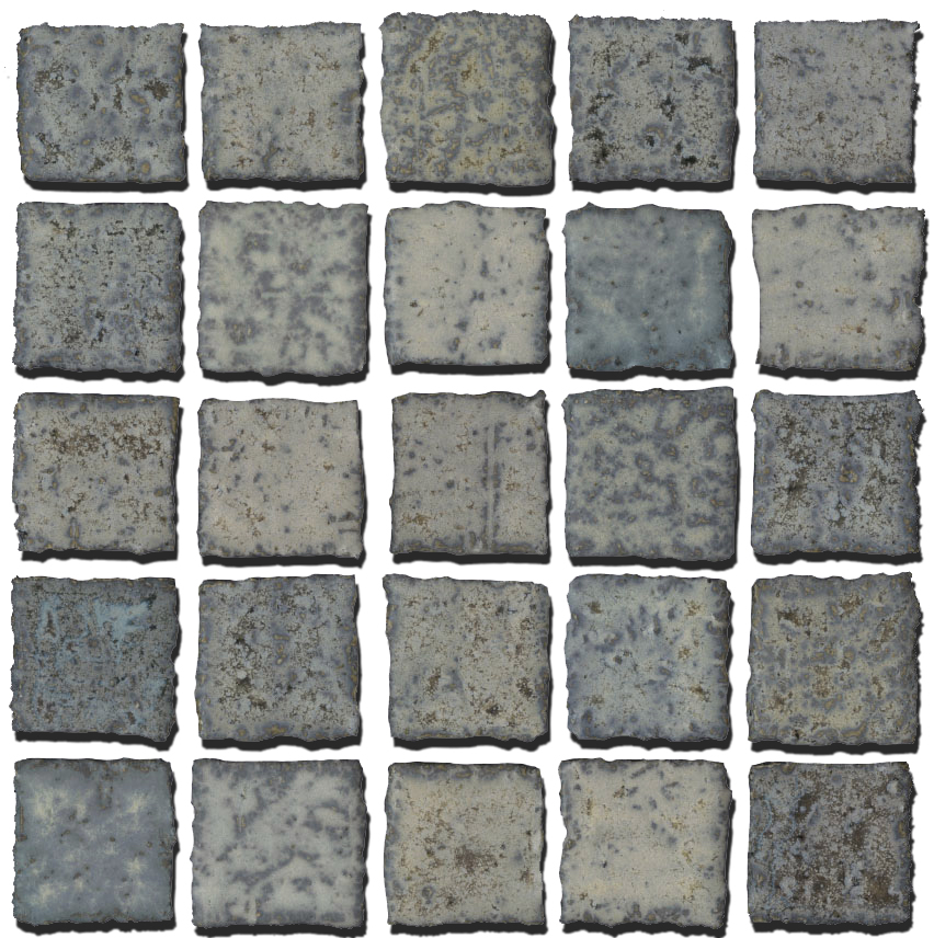 55mm x 55mm textured glazed field tile with torn edge