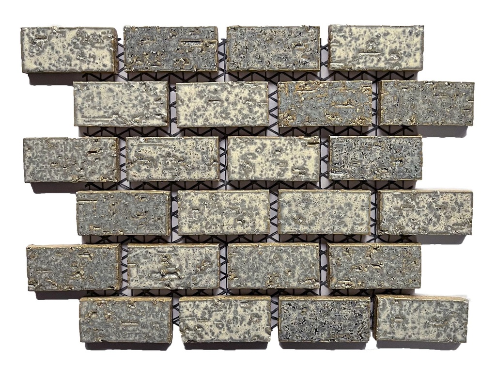 30 mm x 60 mm textured glazed field tile with straight edge - offset pattern