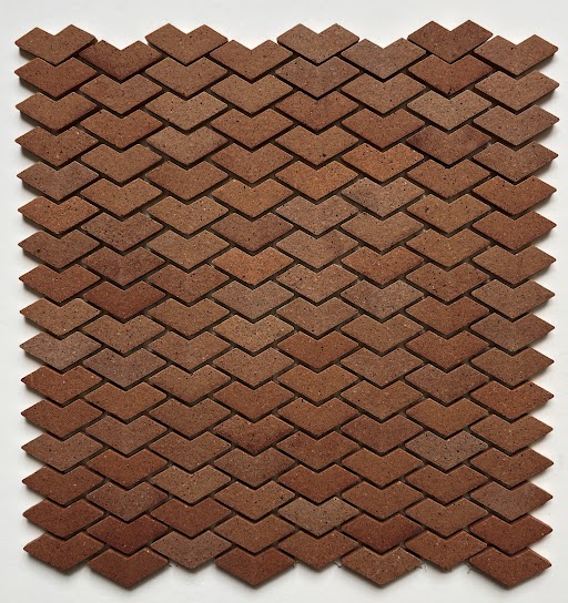 Chevron pattern unglazed stoneware mosaic