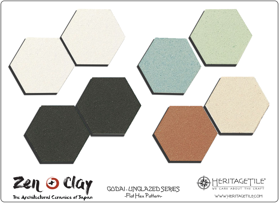 Sample Card - Godai Unglazed Flat Hex