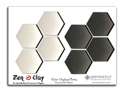 [XKJTS217] Sample Card - Godai Unglazed Concave Hex (White and Black)